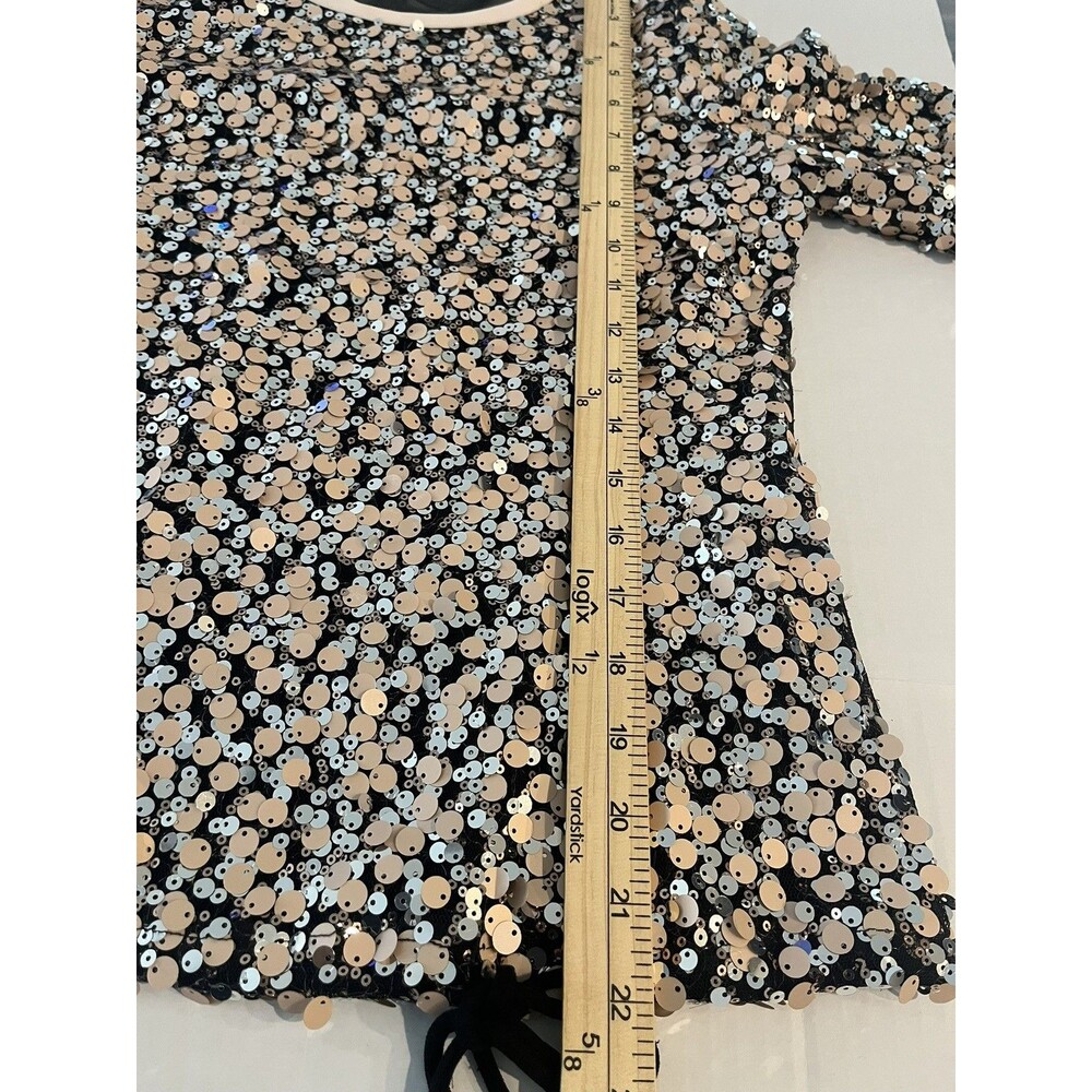 Diane Von Furstenberg Kavita Sequin Top Sz 2 Metallic Sheer Back Party - Picture 11 of 13